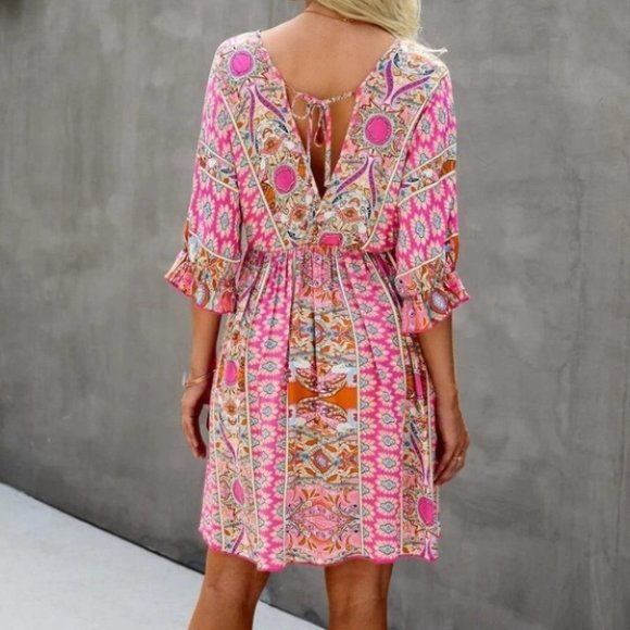 Pink printed Mini Dress - Picture 6 of 10